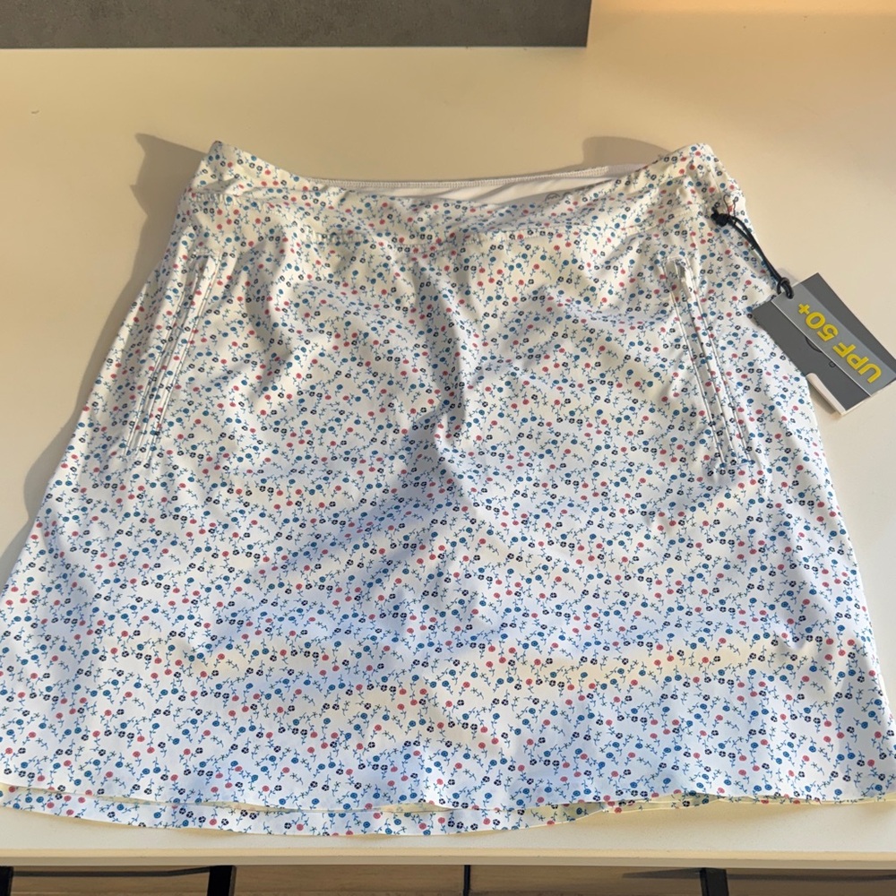 G/FORE White Skort with Pink & Blue Floral Print